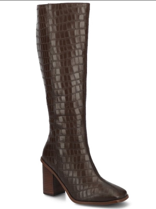 Journee Collection Shoes - Journee Extra Wide Calf Brown Croc Knee High Boot